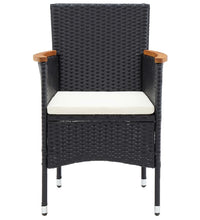 7-tlg. Garten-Essgruppe mit Kissen Poly Rattan Schwarz