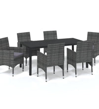 7-tlg. Garten-Essgruppe mit Kissen Poly Rattan Grau
