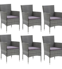 7-tlg. Garten-Essgruppe mit Kissen Poly Rattan Grau