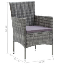 7-tlg. Garten-Essgruppe mit Kissen Poly Rattan Grau