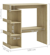 Bartisch mit Regal Sonoma-Eiche 100x50x101,5 cm Holzwerkstoff
