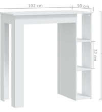 Bartisch mit Regal Weiß 102x50x103,5 cm Holzwerkstoff