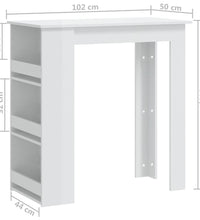 Bartisch mit Regal Hochglanz-Weiß 102x50x103,5 cm