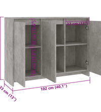 Sideboard Betongrau 102x33x75 cm Holzwerkstoff