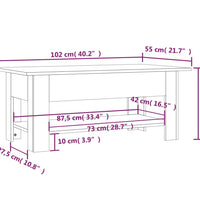 Couchtisch Weiß 102x55x42 cm Holzwerkstoff