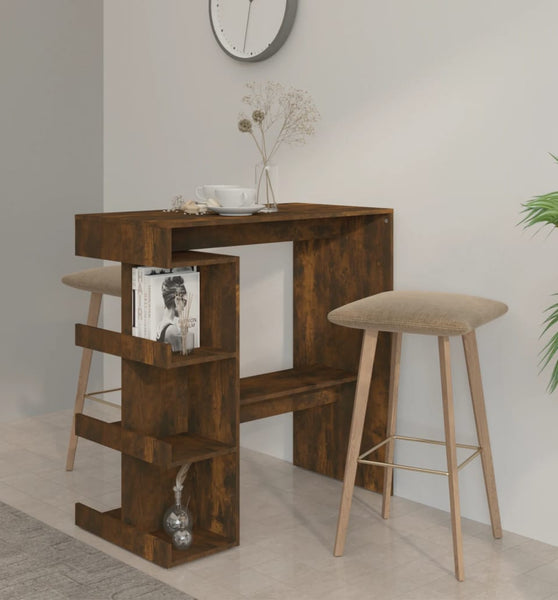 Bartisch mit Regal Räuchereiche 100x50x101,5 cm Holzwerkstoff