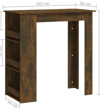 Bartisch mit Regal Räuchereiche 102x50x103,5cm Holzwerkstoff