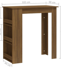 Bartisch mit Regal Braun Eiche 102x50x103,5 cm Holzwerkstoff