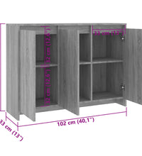 Sideboard Grau Sonoma 102x33x75 cm Holzwerkstoff