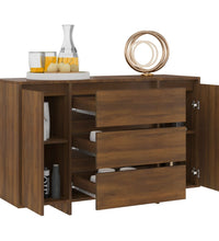 Sideboard mit 3 Schubladen Braun Eichen-Optik 120x41x75 cm