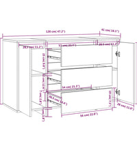 Sideboard mit 3 Schubladen Braun Eichen-Optik 120x41x75 cm