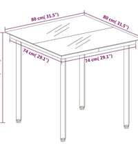 Garten-Esstisch Schwarz 80x80x74 cm Stahl und Glas