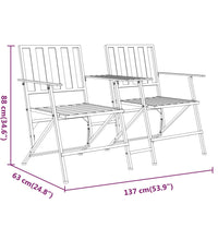 2-Sitzer-Gartenbank Klappbar 137 cm Schwarz Stahl