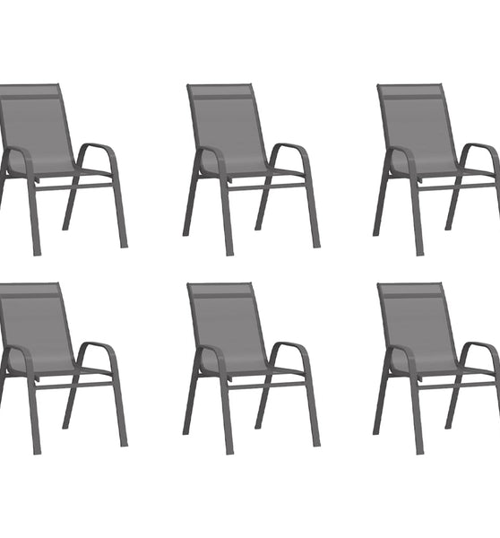 Stapelbare Gartenstühle 6 Stk. Grau Textilene