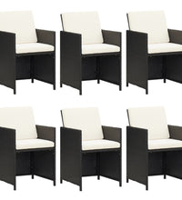 7-tlg. Garten-Essgruppe mit Kissen Poly Rattan Schwarz