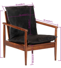 Sessel Schwarz Echtleder und Massivholz Akazie