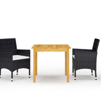 3-tlg. Garten-Essgruppe mit Kissen Schwarz