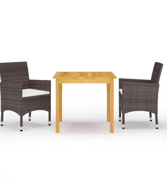 3-tlg. Garten-Essgruppe mit Kissen Braun