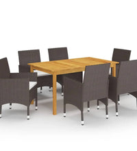 7-tlg. Garten-Essgruppe mit Kissen Braun