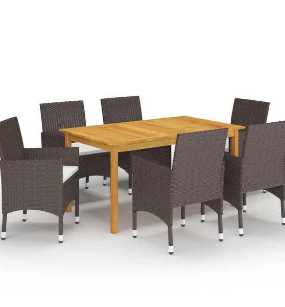 7-tlg. Garten-Essgruppe mit Kissen Braun