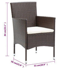 7-tlg. Garten-Essgruppe mit Kissen Braun