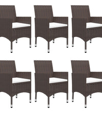 7-tlg. Garten-Essgruppe mit Kissen Braun
