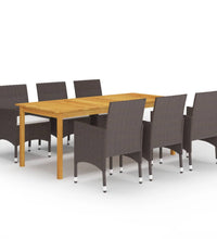 7-tlg. Garten-Essgruppe mit Kissen Braun