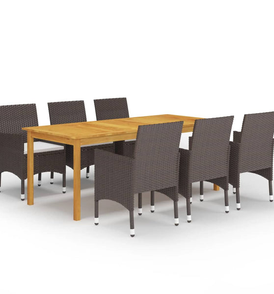 7-tlg. Garten-Essgruppe mit Kissen Braun