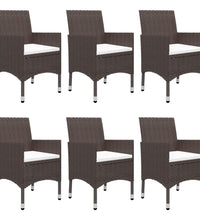 7-tlg. Garten-Essgruppe mit Kissen Braun