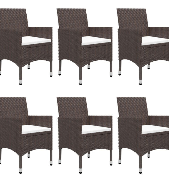 7-tlg. Garten-Essgruppe mit Kissen Braun