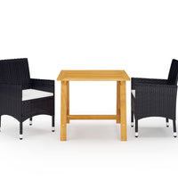 3-tlg. Garten-Essgruppe mit Kissen Schwarz