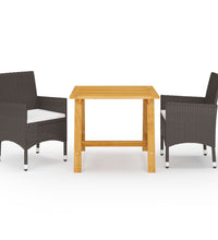 3-tlg. Garten-Essgruppe mit Kissen Braun