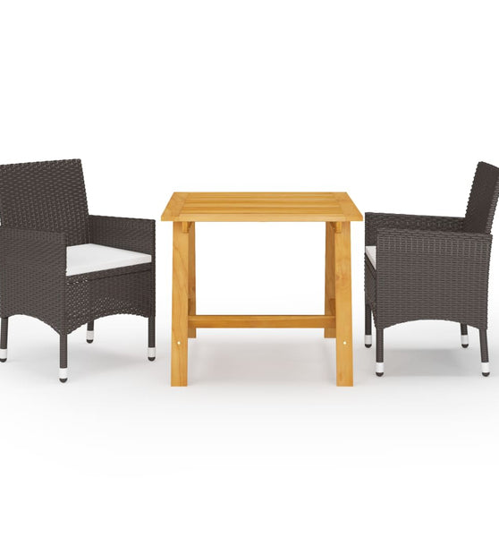 3-tlg. Garten-Essgruppe mit Kissen Braun