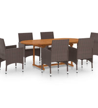 7-tlg. Garten-Essgruppe mit Kissen Braun
