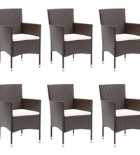 7-tlg. Garten-Essgruppe mit Kissen Braun