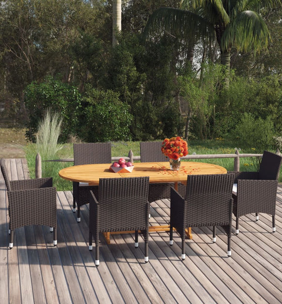 7-tlg. Garten-Essgruppe mit Kissen Braun