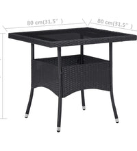 3-tlg. Garten-Essgruppe Poly Rattan und Hartglas Schwarz