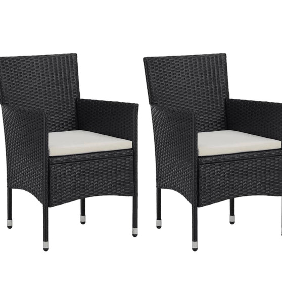 3-tlg. Garten-Essgruppe Poly Rattan und Hartglas Schwarz