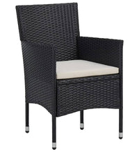 3-tlg. Garten-Essgruppe Poly Rattan und Hartglas Schwarz