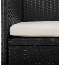 3-tlg. Garten-Essgruppe Poly Rattan und Hartglas Schwarz