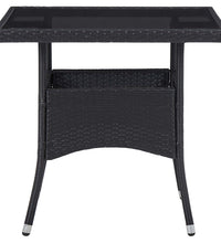 3-tlg. Garten-Essgruppe Poly Rattan und Hartglas Schwarz