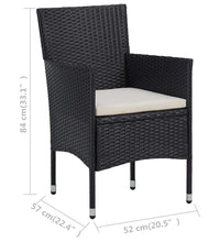 3-tlg. Garten-Essgruppe Poly Rattan und Hartglas Schwarz