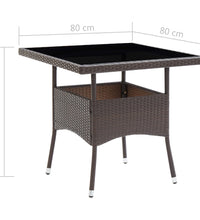 3-tlg. Garten-Essgruppe Poly Rattan und Hartglas Braun