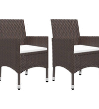 3-tlg. Garten-Essgruppe Poly Rattan und Hartglas Braun
