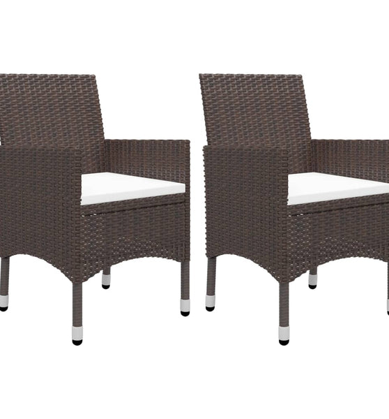 3-tlg. Garten-Essgruppe Poly Rattan und Hartglas Braun