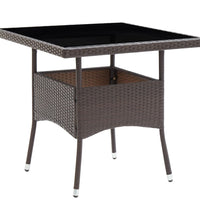 3-tlg. Garten-Essgruppe Poly Rattan und Hartglas Braun