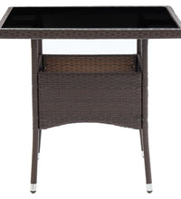 3-tlg. Garten-Essgruppe Poly Rattan und Hartglas Braun