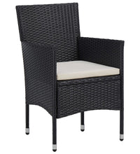 3-tlg. Garten-Essgruppe Poly Rattan und Massivholz Schwarz