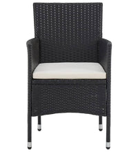 3-tlg. Garten-Essgruppe Poly Rattan und Massivholz Schwarz