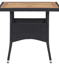 3-tlg. Garten-Essgruppe Poly Rattan und Massivholz Schwarz